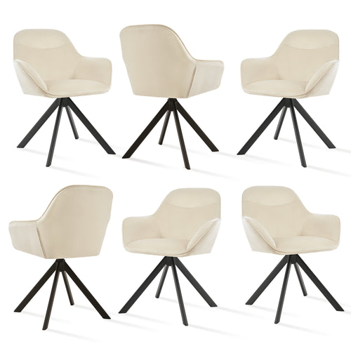 Chaises de salle à manger élégantes et contemporaines, pivotantes à 360 degrés, rembourrées avec assises épaisses, conçues de manière ergonomique pour les familles, les cafés et les restaurants - Lot de 2/ Lot de 4/ Lot de 6