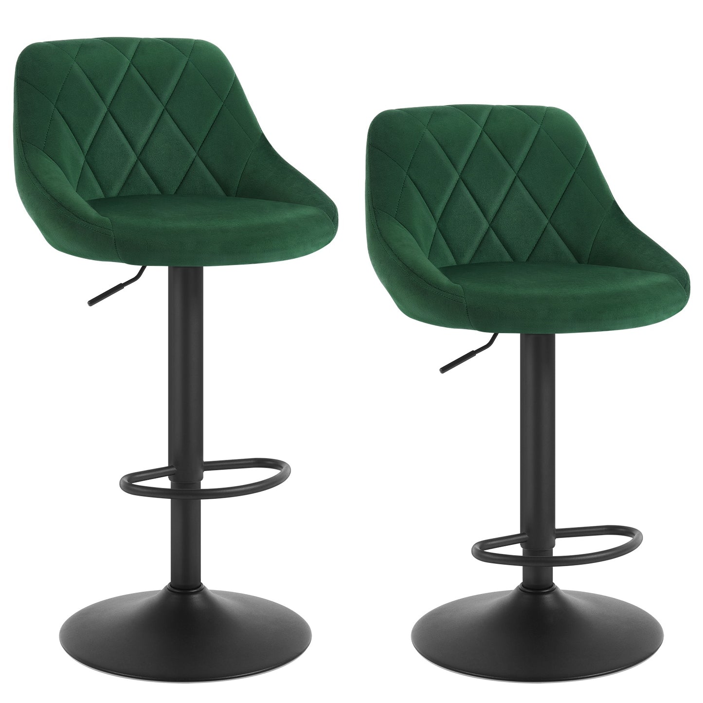 Lot de 2 tabourets de bar, tabourets de comptoir - Pivotants à 360°, hauteur réglable, capacité de poids 150 kg, velours confortable, convient pour chaises de bar de restaurant, chaises de comptoir de cuisine, chaises de bureau à domicile