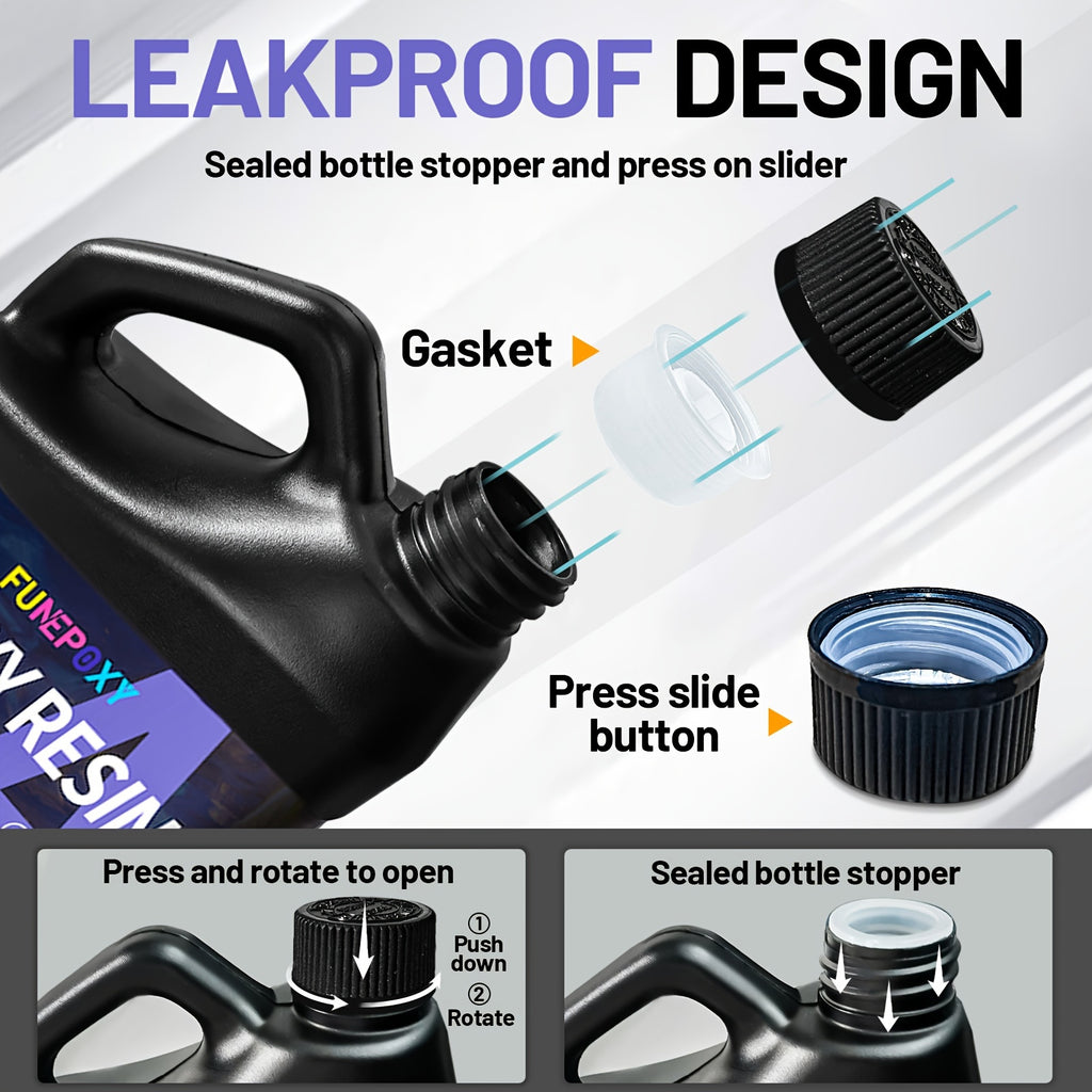 Kit de résine époxy claire FUNEPOXY 8L/4L/2L/1L/500ml, auto-nivelante sans résine avec mélangeur, pour bricolage, revêtement bois, bijouterie, tumblers, bars et revêtement de surface