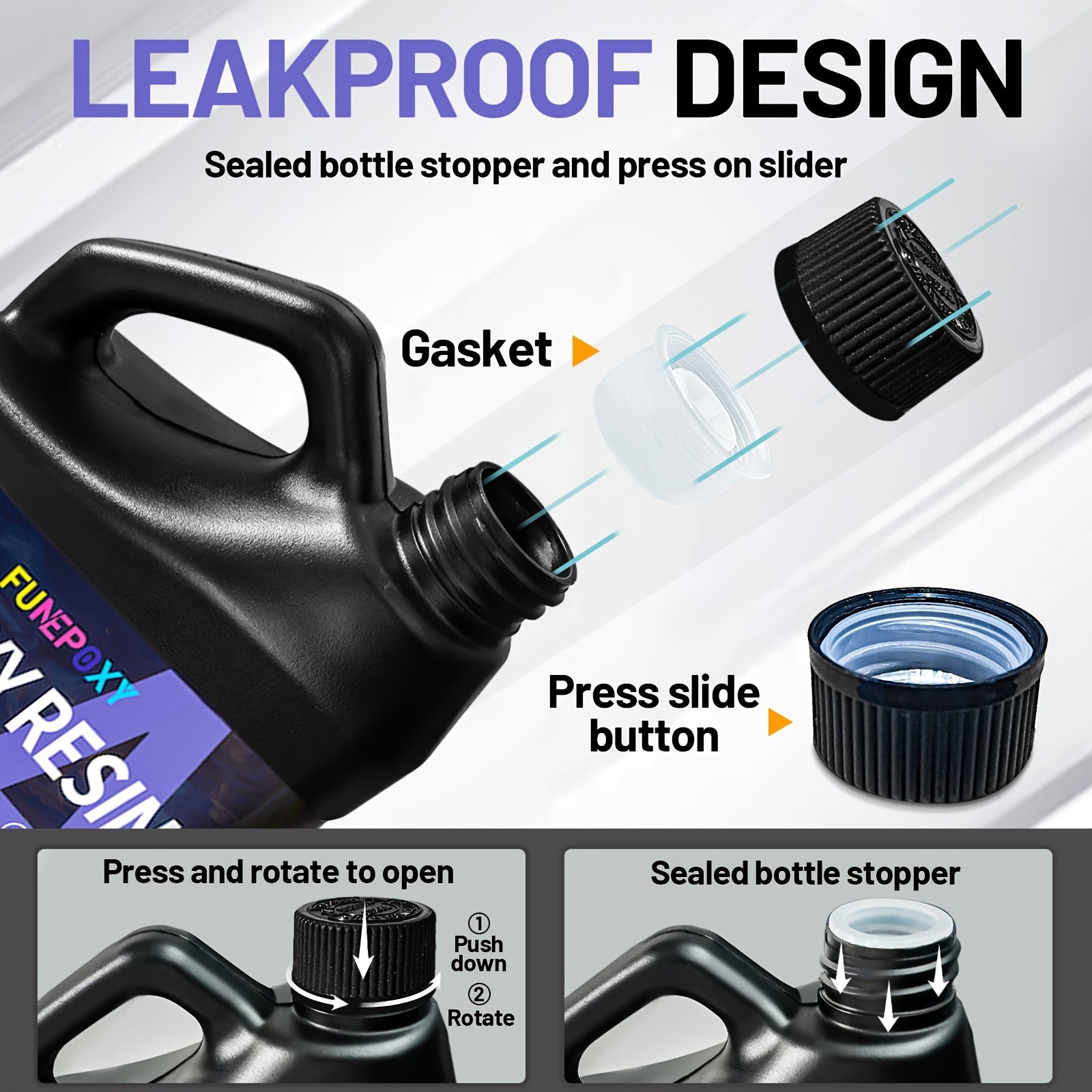 Kit de résine époxy claire FUNEPOXY 8L/4L/2L/1L/500ml, auto-nivelante sans résine avec mélangeur, pour bricolage, revêtement bois, bijouterie, tumblers, bars et revêtement de surface