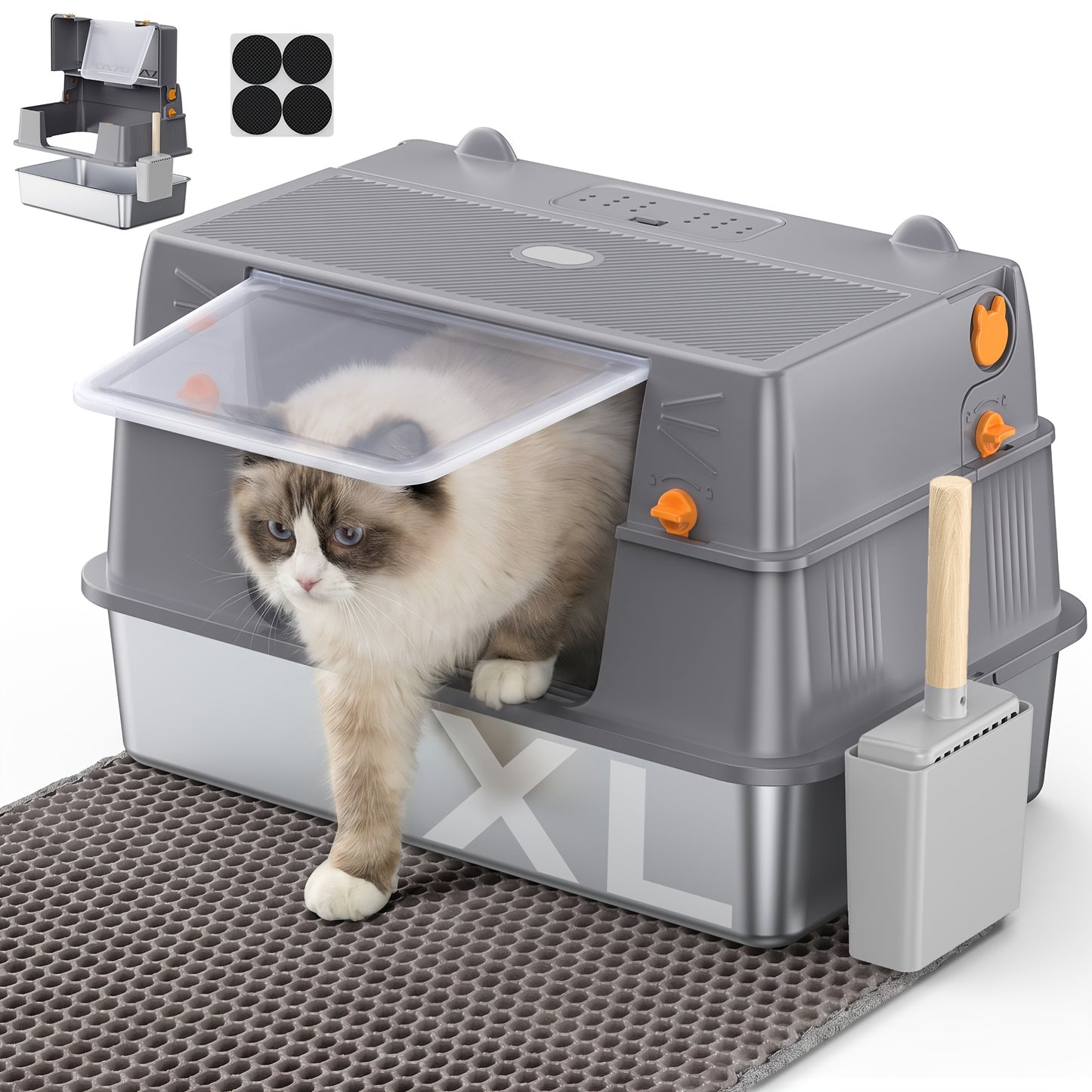 Bac à litière, acier inoxydable pour animaux et maison – vue détaillée 8