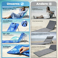 Chaise de camping Join Nature avec tapis de plage rembourré et dossier - Transat de plage pliable, léger et réglable de 110° à 150°, dossier extra-long de 61 cm, portable comme un sac à dos pour la plage, le camping et le jardin