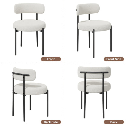 Ensemble de 2 chaises de salle à manger, chaise de salle à manger ronde, avec dossier incurvé et coussin épais, siège large confortable, pieds en métal, entrepôt local