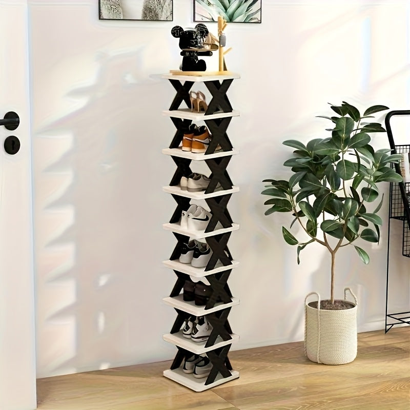 Organisateur d'étagère à chaussures d'angle peu encombrant - Étagère en plastique robuste haute et étroite à 6/9 niveaux pour 6/9 paires de chaussures et de bottes, Rangement polyvalent pour entrée, placard, garage, salon, Rangement d'organisateur de chau