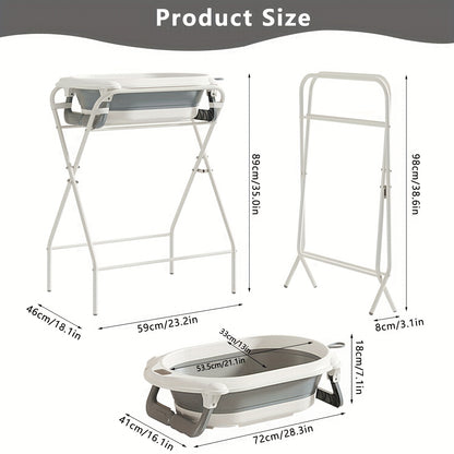 Baignoire Pliante Tri-Fold, Gris pour Bébé avec Support et quotidien – vue principale