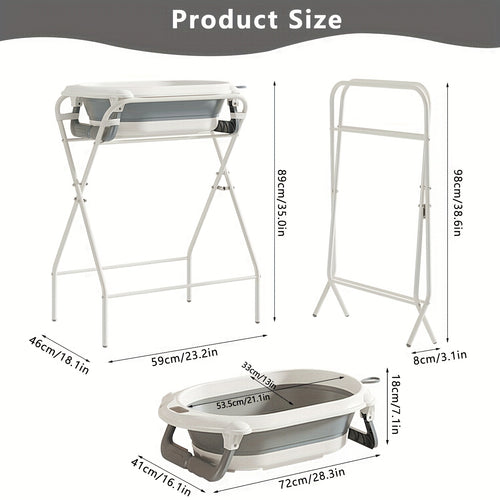 Baignoire Pliante Tri-Fold, Gris pour Bébé avec Support et quotidien – vue principale