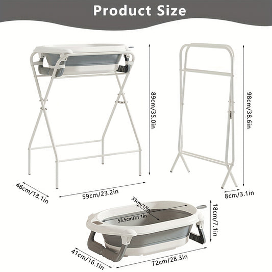 Baignoire Pliante Tri-Fold, Gris pour Bébé avec Support et quotidien – vue principale