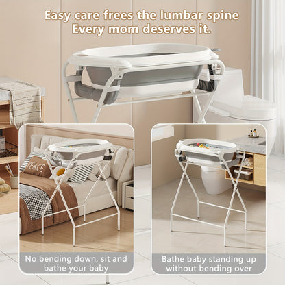 Baignoire Pliante Tri-Fold, Gris pour Bébé avec Support et quotidien – vue détaillée 2