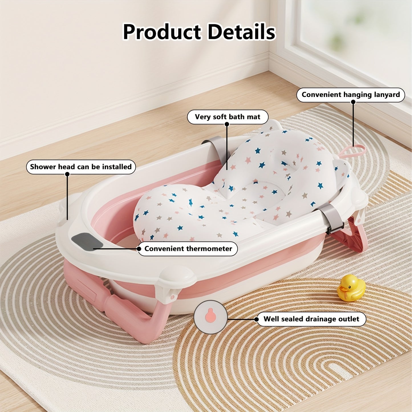 Baignoire Pliante Tri-Fold, Gris pour Bébé avec Support et quotidien – vue détaillée 11