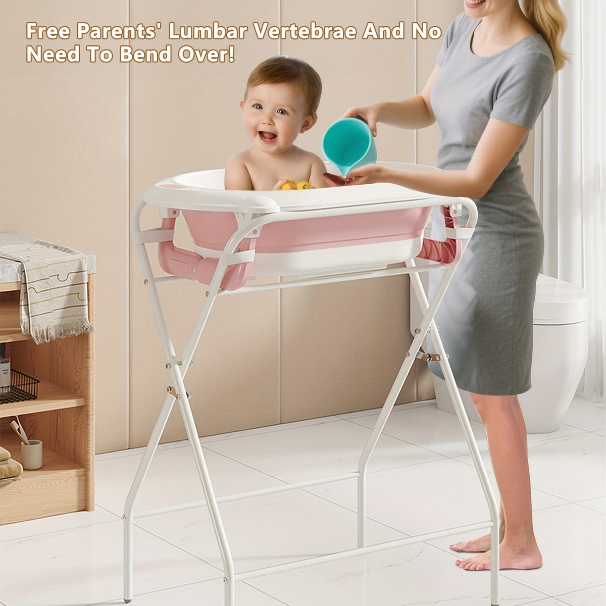 Baignoire Pliante Tri-Fold, Gris pour Bébé avec Support et quotidien – vue détaillée 12