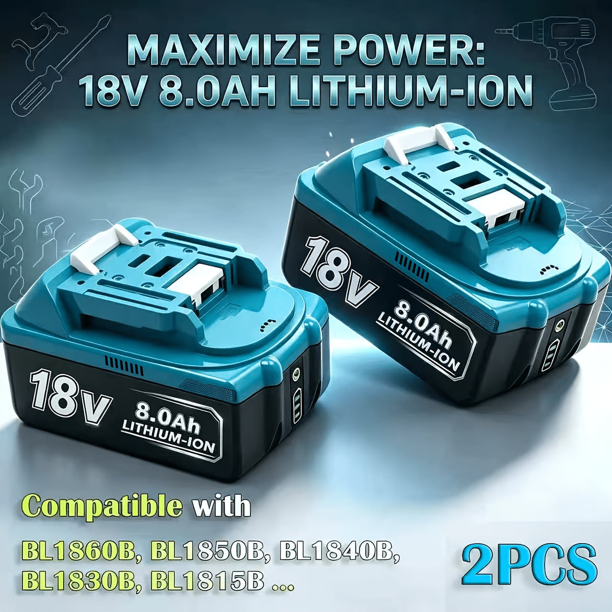 Batterie de rechange pour outil, rechargeable pour quotidien et maison – vue détaillée 4