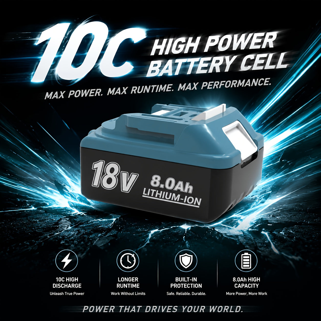 Batterie de rechange pour outil, rechargeable pour quotidien et maison – vue détaillée 6