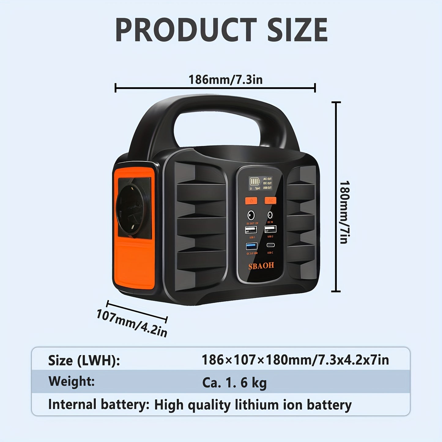 Batterie externe, 150W pour camping et voyage – vue détaillée 2