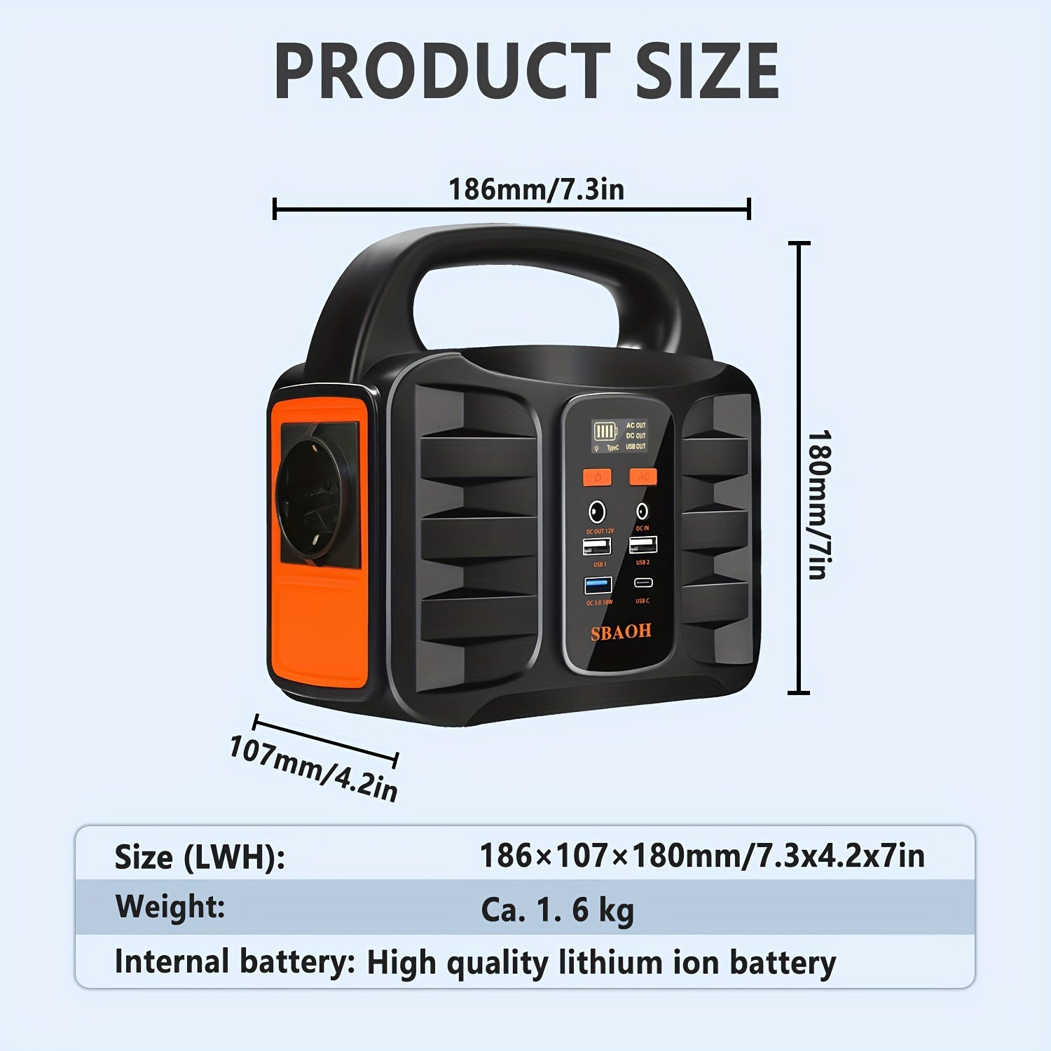 Batterie externe, 150W pour camping et voyage – vue détaillée 2