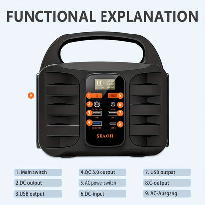 Batterie externe, 150W pour camping et voyage – vue détaillée 4