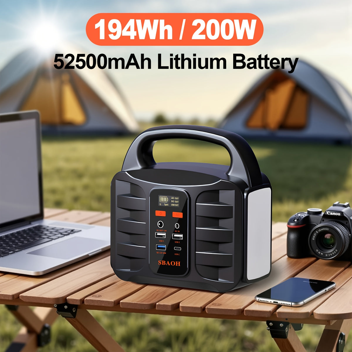 Batterie externe, 150W pour camping et voyage – vue détaillée 5