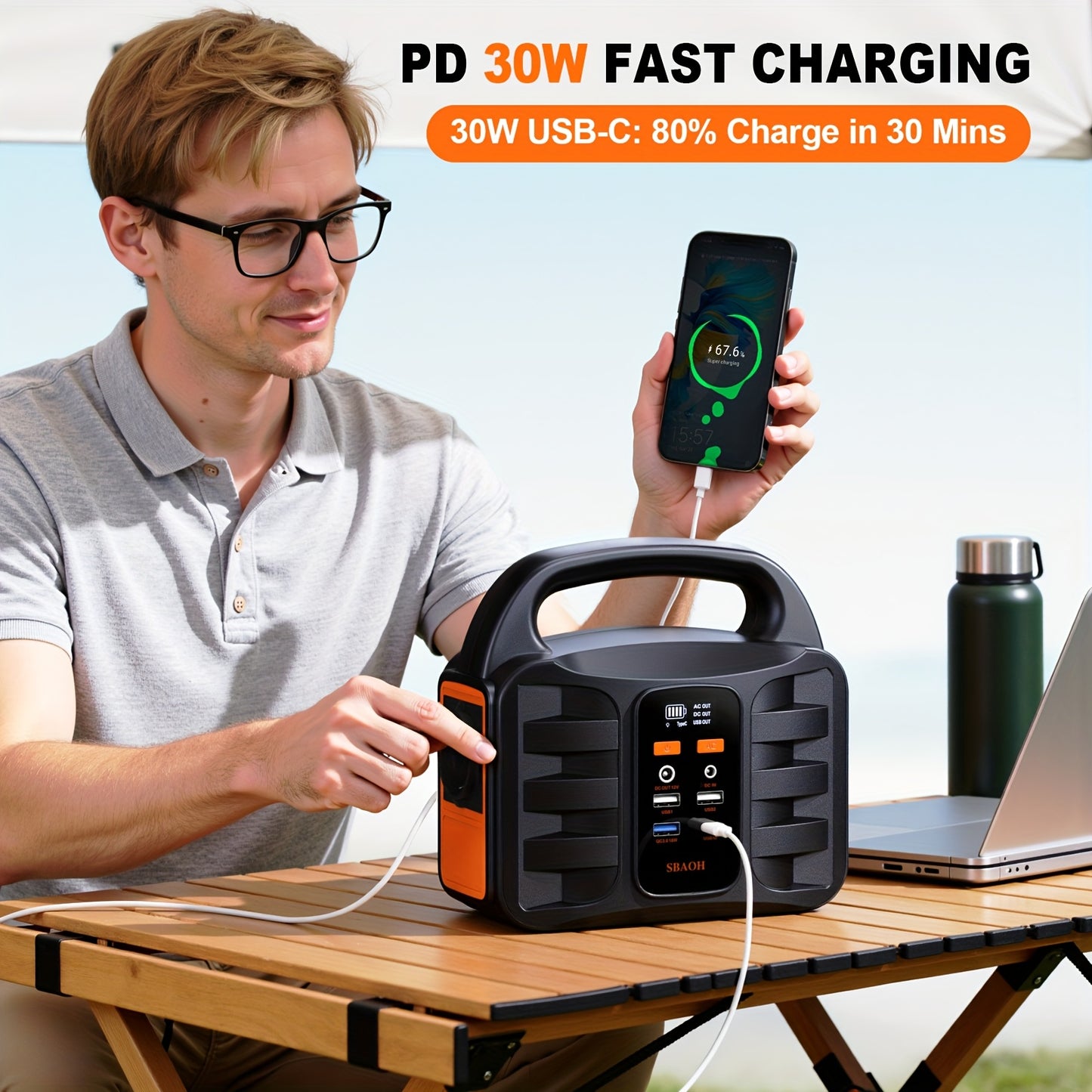 Batterie externe, 150W pour camping et voyage – vue détaillée 8