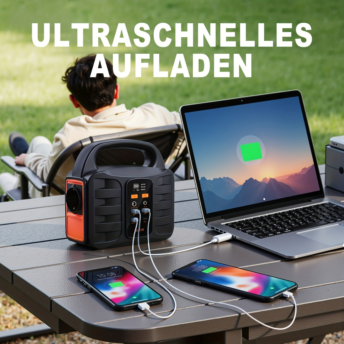 Batterie externe, 150W pour camping et voyage – vue détaillée 10