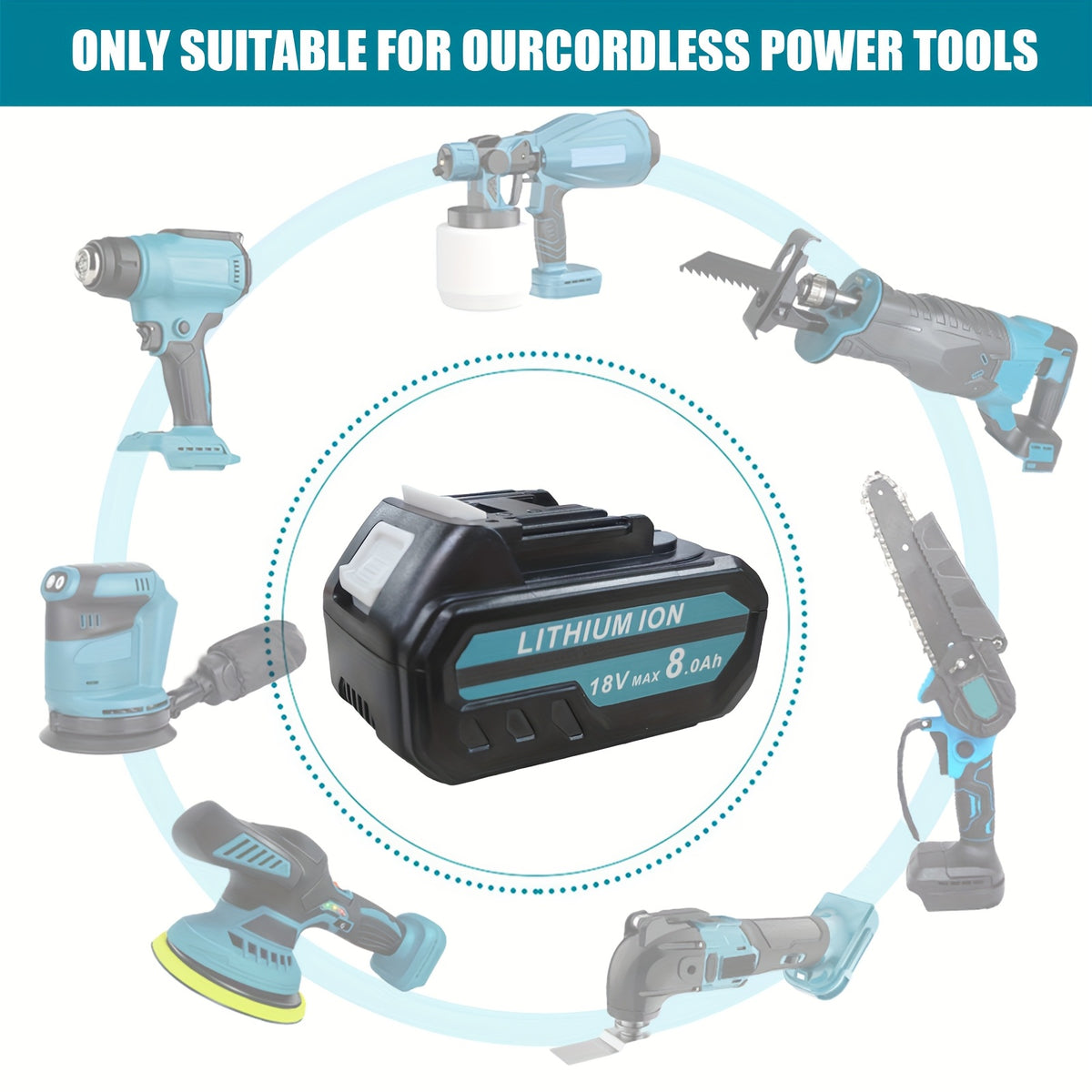 Batterie pour outil électrique, 8,0 Ah * 2 + Chargeur*1 pour bricolage – vue détaillée 2
