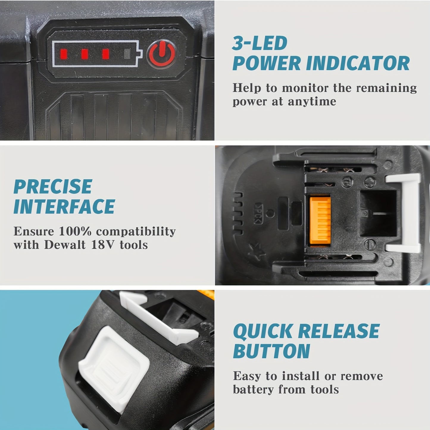 Batterie pour outil électrique, 8,0 Ah * 2 + Chargeur*1 pour bricolage – vue détaillée 7