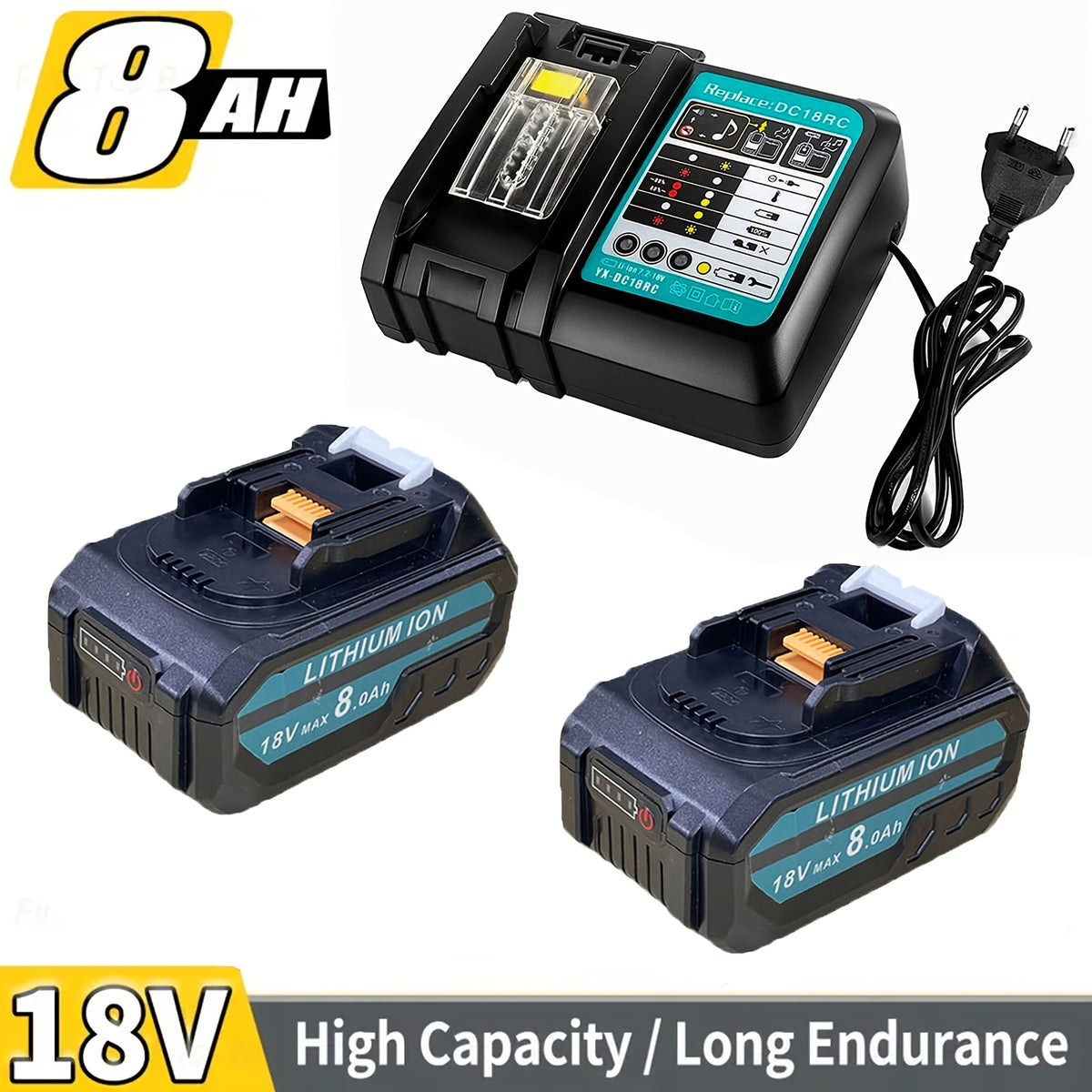 Batterie pour outil électrique, 8,0 Ah * 2 + Chargeur*1 pour bricolage – vue détaillée 12