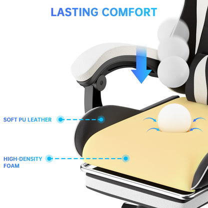 Gartistgo Chaise Gaming Ergonomique - Chaises Gaming avec Coussin Lombaire + Appui-Tête, Chaise de Bureau & Ordinateur Rehausseable pour Adultes, Filles, Garçons (Avec Repose-Pieds)