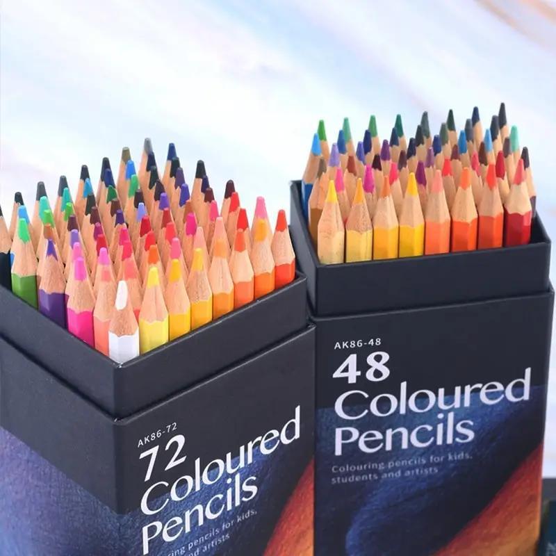 Ensemble de crayons de couleur 48/72, plein de couleurs vibrantes pour les enseignants, crayons de dessin d'art à mine souple pour le coloriage pour adultes, l'esquisse et la peinture, cadeaux de livres pour adultes