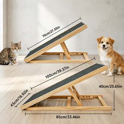 Escalier pliant réglable pour animaux de compagnie 70 cm/100 cm, rampe antidérapante pour chien et chat, réglable en hauteur, échelle portable avec structure stable, conception antidérapante sûre pour petits et moyens animaux de compagnie, aide les animau