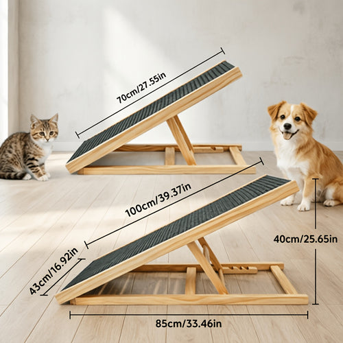 Escalier pliant réglable pour animaux de compagnie 70 cm/100 cm, rampe antidérapante pour chien et chat, réglable en hauteur, échelle portable avec structure stable, conception antidérapante sûre pour petits et moyens animaux de compagnie, aide les animau
