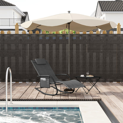 Chaise à bascule de jardin Chaise de jardin Meuble d'extérieur Balançoire simple pour balcon et jardin Fauteuil de repos polyvalent avec rangement en gris et noir, chaise de loisirs amovible avec oreiller tête, capacité de charge élevée jusqu'à 150 kg ada
