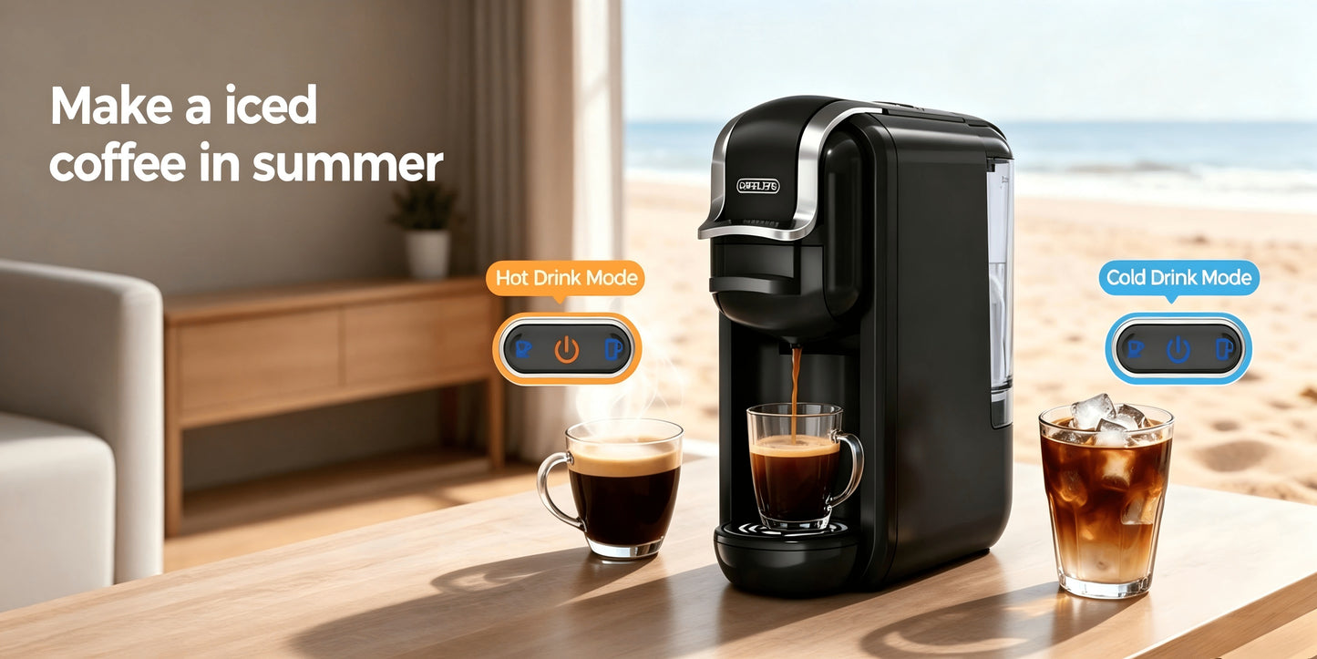 Cadeau Fête des Pères, Machine à café à capsules CAFELFFE MK-603, Machine à espresso 20 bar, Préparation à chaud et à froid, Compatible avec les capsules NS/DG/ESE et le café moulu, Réservoir d'eau amovible de 0,6L, Arrêt automatique, Idéal pour la cuisin