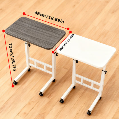 Table à roulettes mobile et réglable (Noir/Blanc), hauteur librement réglable, se déplace facilement entre canapé, chevet et espace de travail, une solution spatiale flexible pour la maison, le dortoir et le bureau
