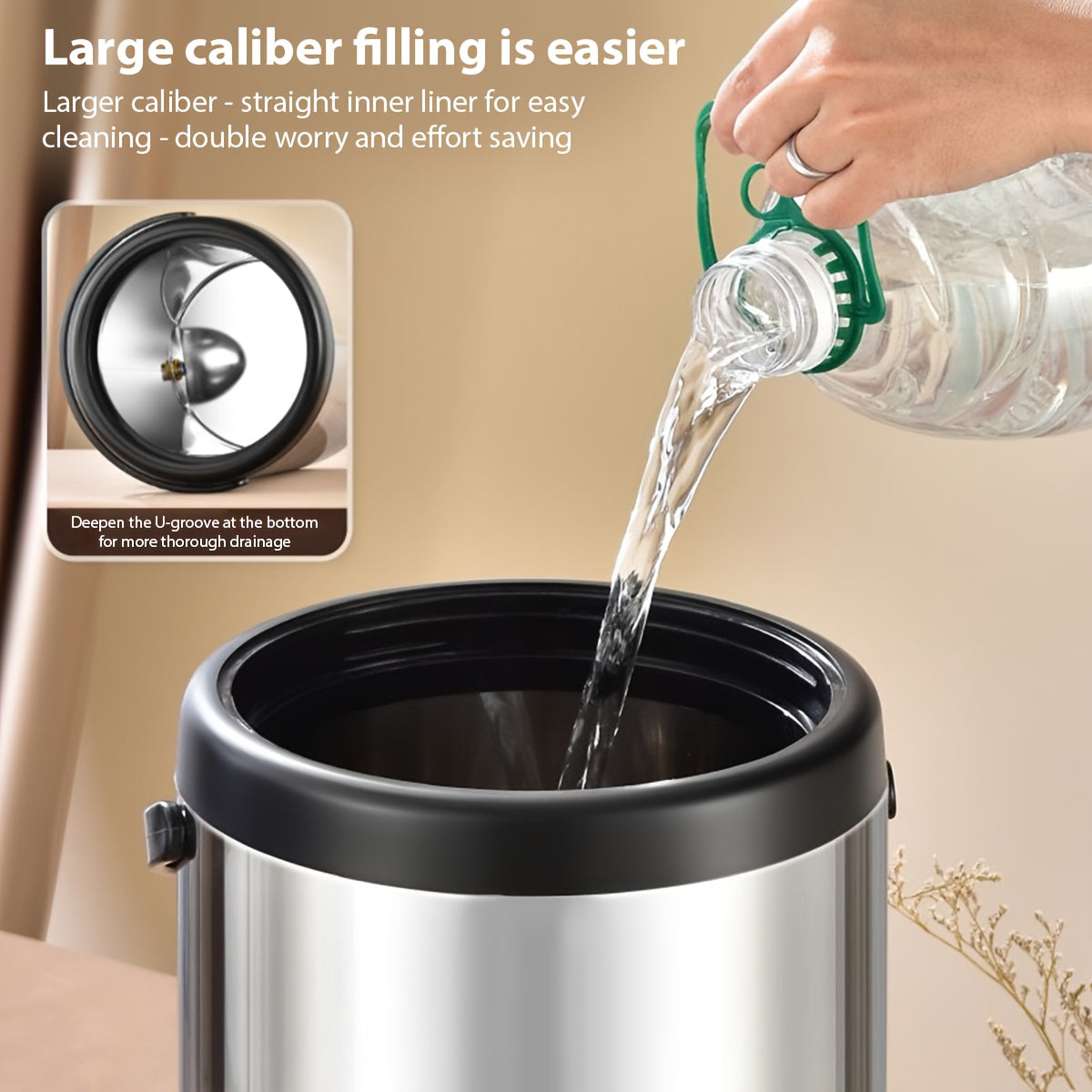 1 distributeur de thé isotherme en acier inoxydable de 6L avec poignée, seau à glace polyvalent pour boire à l'extérieur, seau thermique de grande capacité pour thé au lait, fond pliable pour usage commercial, idéal pour stocker de la bière, des boissons