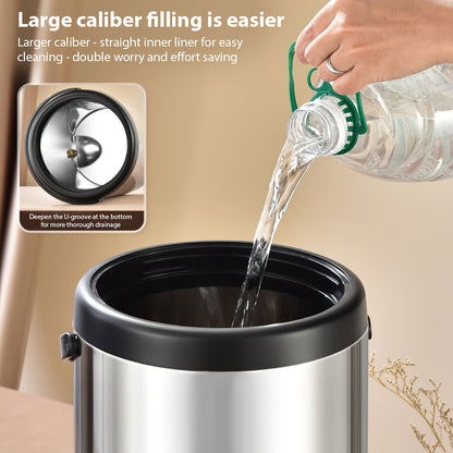 1 distributeur de thé isotherme en acier inoxydable de 6L avec poignée, seau à glace polyvalent pour boire à l'extérieur, seau thermique de grande capacité pour thé au lait, fond pliable pour usage commercial, idéal pour stocker de la bière, des boissons