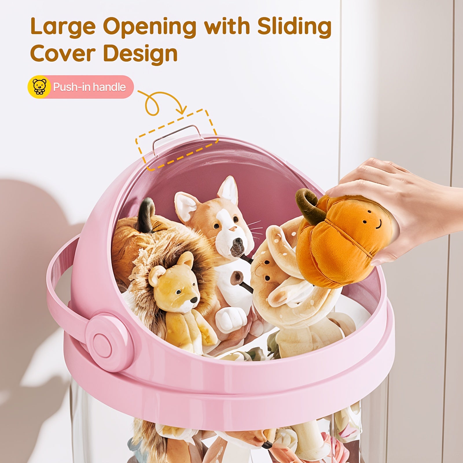 Boîte de rangement pour jouets de 162 cm, organisateur de jouets transparent avec couvercle anti-poussière et loquets de sécurité, peut contenir plus de 80 poupées, assemblage facile sans outils, rangement pour animaux en peluche pour la décoration intéri