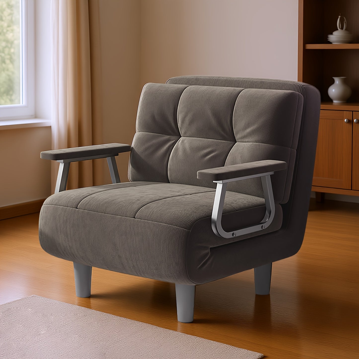 Décorations de Noël pour appartement, canapé-lit pliable, confortable et durable, accoudoirs argentés, matériau en velours côtelé, plusieurs couleurs disponibles, polyvalent pour chambres, cadeaux individuels, idées cadeaux, décorations de Noël d'extérieu