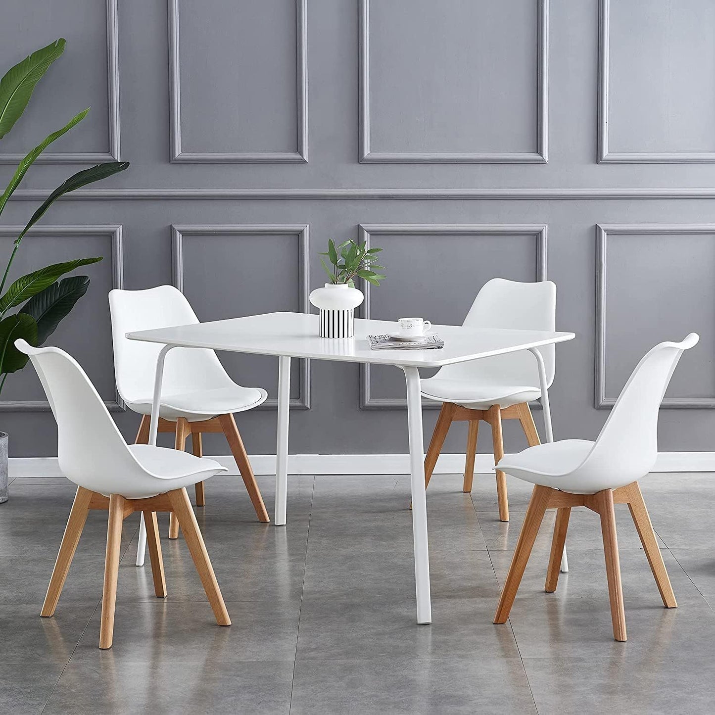 Ensemble de 4 chaises de salle à manger MCC Direct, chaises de cuisine, chaises de bureau, chaise coquille de designer, "Eva" disponible en 7 couleurs tendance