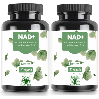 Capsules de Complexe NAD+ – Supplément avec Résvéral, Coenzyme Q10, Quercétine & Vitamine B3 – 120 Capsules Véganes – 2 Mois d'Approvisionnement