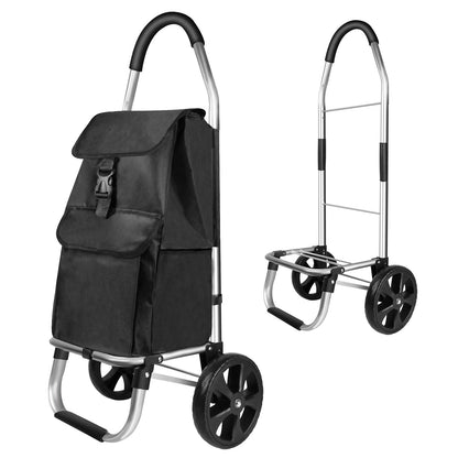 Chariot de courses léger pliable - Chariot d'escalier à 2 roues, grande capacité de 40L, sac amovible et cadre en aluminium durable, chariot d'épicerie pliable pour un rangement facile