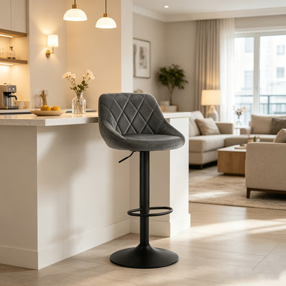 Lot de 2 tabourets de bar, tabourets de comptoir - Pivotants à 360°, hauteur réglable, capacité de poids 150 kg, velours confortable, convient pour chaises de bar de restaurant, chaises de comptoir de cuisine, chaises de bureau à domicile