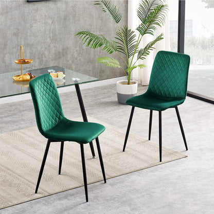 Ensemble de 4 chaises de salle à manger MCC Direct en velours, pieds en métal, chaises Lexi, chaises de conception