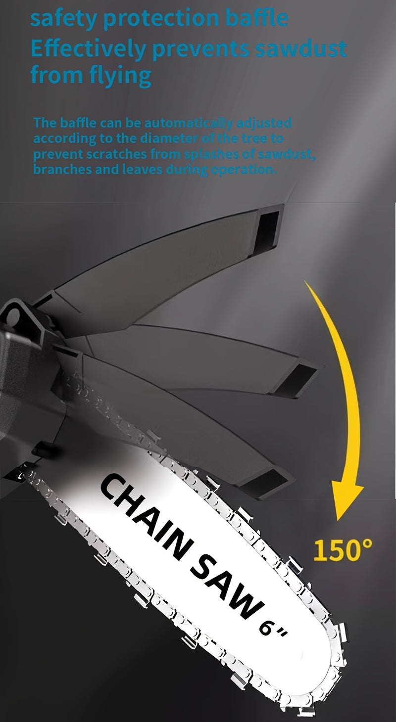 Nouvelle Mini Tronçonneuse Sans Fil, Légère et Portable, Machine Électrique à Main pour Couper les Arbres, Équipée d'un Pare-éclaboussures, Verrou de Sécurité, Batterie Rechargeable et Coupe Sûre, Permet de Couper Rapidement les Branches d'Arbres, Jardins