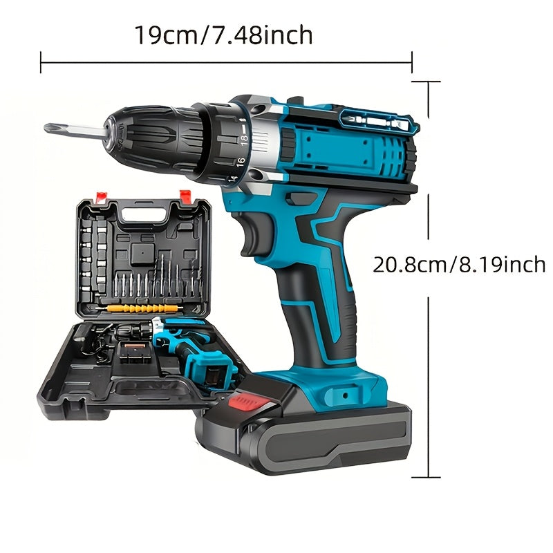 Perceuse à Percussion Électrique Rechargeable, 21V, 3000 tr/min, avec Batterie Lithium Rechargeable, 32 Couple, Outil DIY Maison, Tournevis Sans Fil, Bricolage Maison