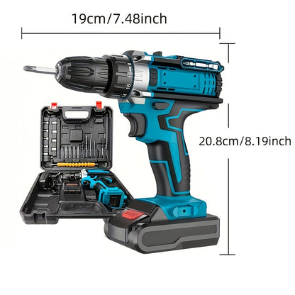 Perceuse à Percussion Électrique Rechargeable, 21V, 3000 tr/min, avec Batterie Lithium Rechargeable, 32 Couple, Outil DIY Maison, Tournevis Sans Fil, Bricolage Maison