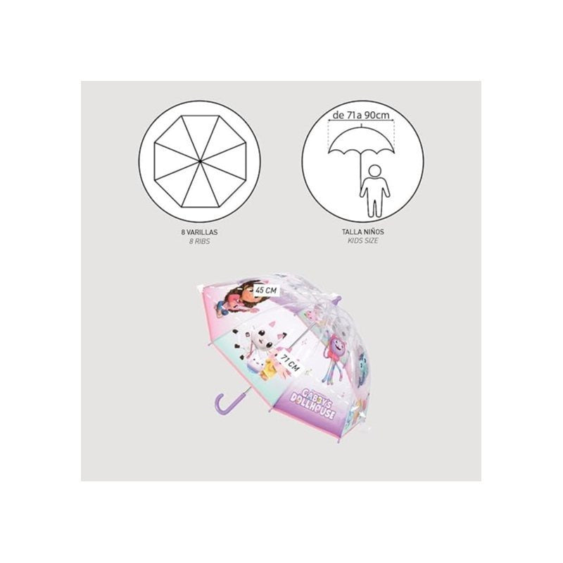 Parapluie Transparent et Multicolore à Clochettes Unisexe pour Enfants GABBY