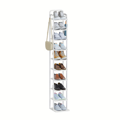 Étagère à chaussures verticale, Organisateur de chaussures,  à chaussures peu encombrante, Autoportante, Réglable, 10 niveaux