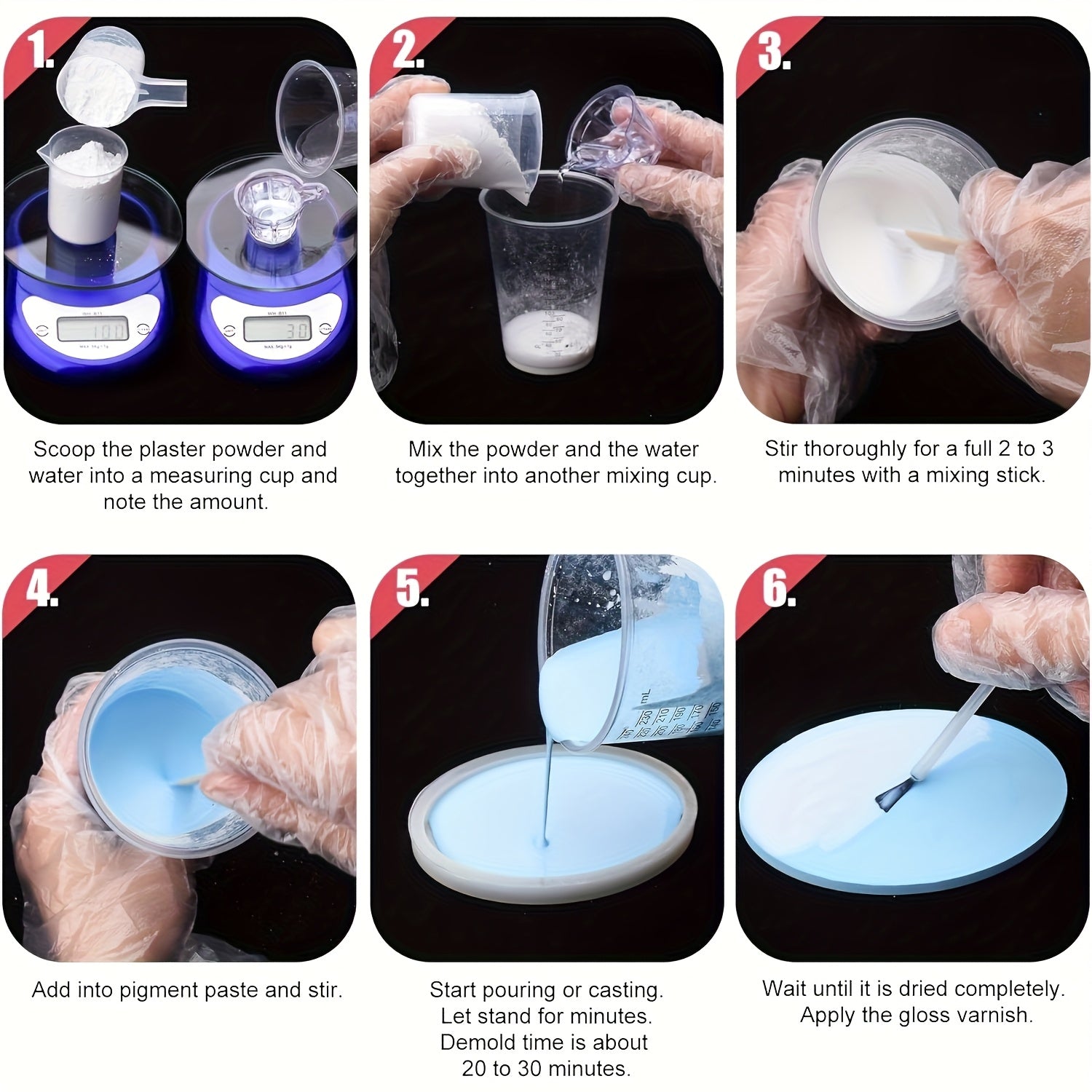[Résine céramique rapide] Poudre de Résine à Mouler Disponible en Plusieurs Tailles : 3000G, 2000G, 1000G et 500G. Ce Kit de Poudre de Résine Céramique Durcit Rapidement, Est Facile à Démouler et Peut Être Mélangé avec de l'Eau. Non Toxique et Sans Odeur