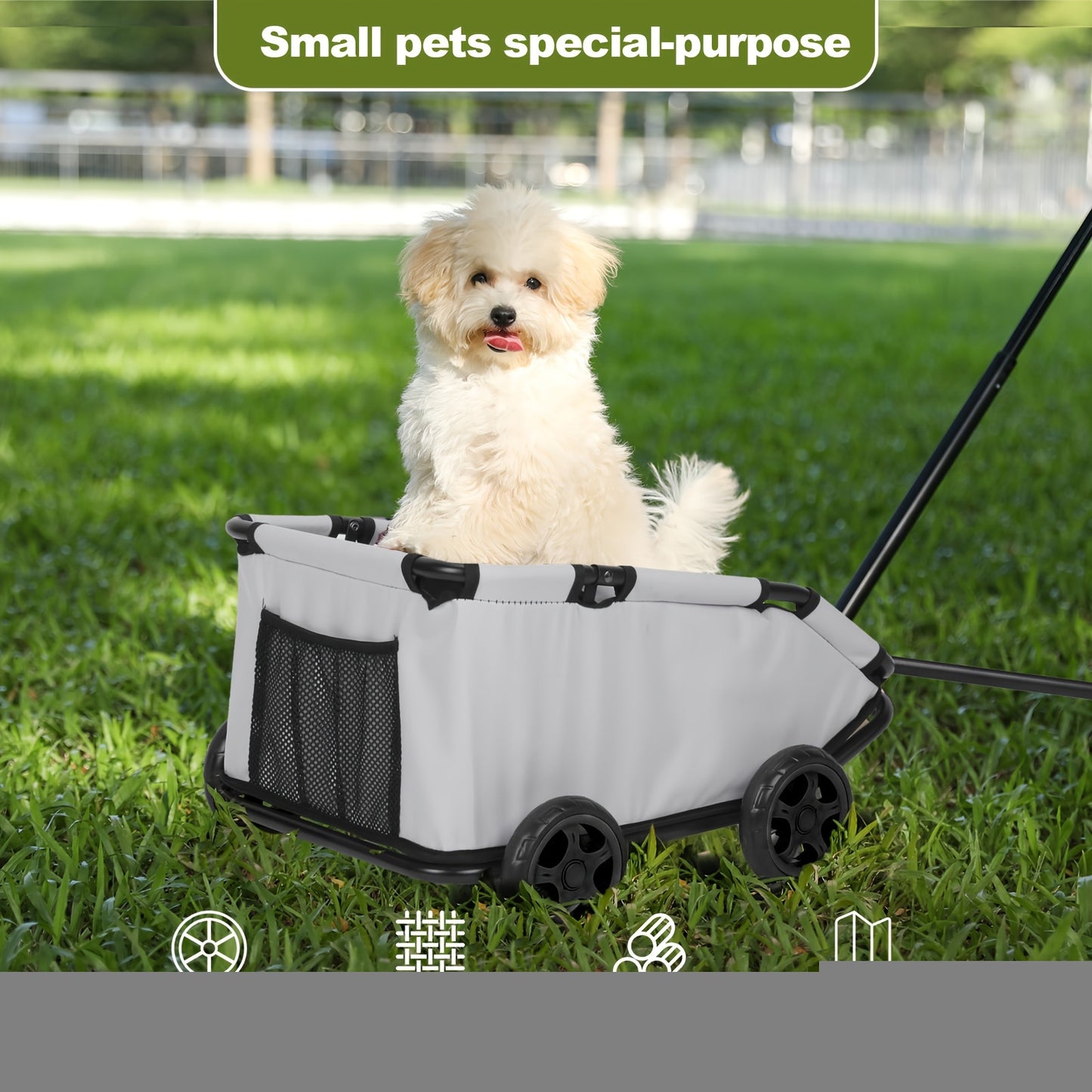 Chariot de Rangement pour Jouets, Trolley pour Animaux de Compagnie, Adapté aux Poussettes pour Petits Animaux et Petits Animaux de Compagnie de Moins de 14.97 KG, Poussette pour Chiot, Poussette pour Chaton, Chariot de Jardin, Chariot d'Extérieur, Chario