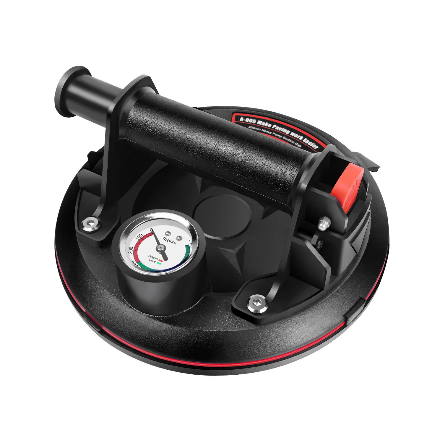 Paire 2x PACK Ventouse à vide avec manomètre, ventouse à vide robuste avec poignée, levier à ventouse pour verre, pour granit, carrelage, verre, levier à ventouse industriel noir puissant pour granit, carrelage, vitre, ventouses, leviers
