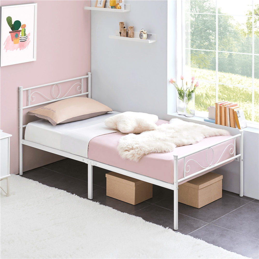 Costoffs Cadre de Lit en métal pour Adultes Grande Espace en Lattes Moderne